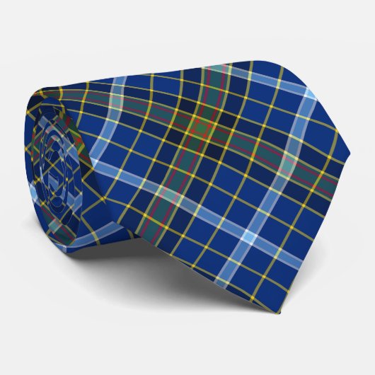 Knox Clan Tartan Bright Blue Kariert Krawatte (Gerollt)