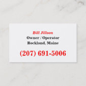 Knox County Schleppen Visitenkarte (Rückseite)