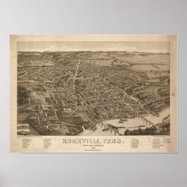 Knoxville Tennessee 1886 Antike Panoramakarte Poster