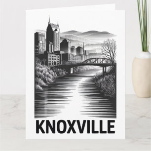 Knoxville Tennessee Skyline Schwarz Weiß Holzschni Karte