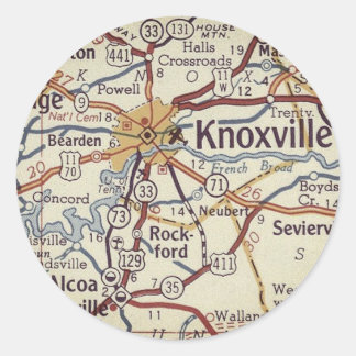 Knoxville TN Karte Runder Aufkleber
