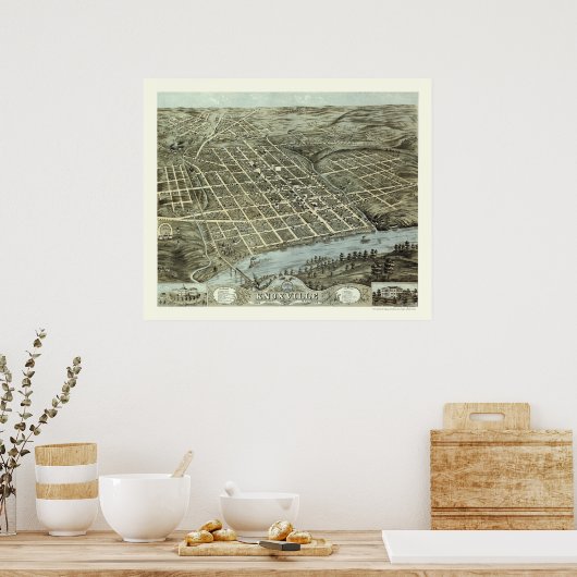 Knoxville, TN Panorama Karte - 1871 Poster (Küche)