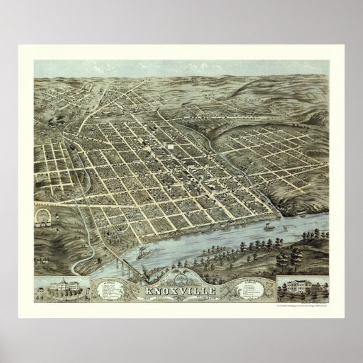 Knoxville, TN Panorama Karte - 1871 Poster (Vorne)