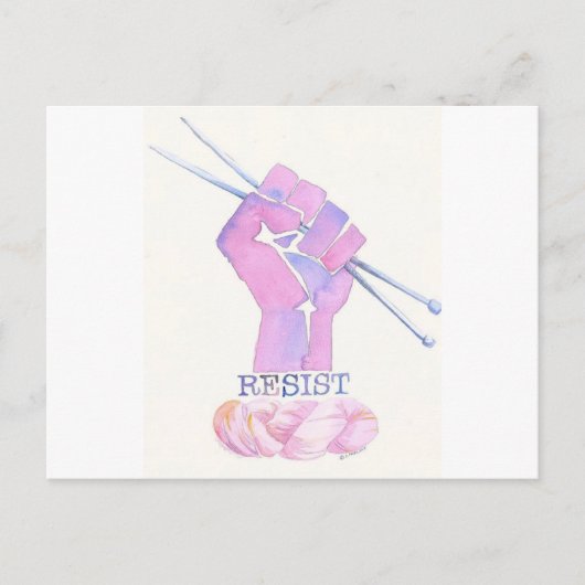 Kntting power fist with RESIST Postkarte (Vorderseite)