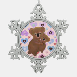 Knuddelige Koala-Bärn-Schneeflocke-Verzierung Schneeflocken Zinn-Ornament
