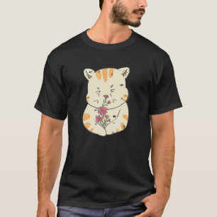 Knuddelige Valentinstag-Katze mit Blume T-Shirt
