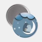 Knuddelkatzen auf dem Mond Magnet (Vorderseite/Rückseite)