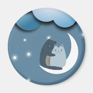 Knuddelkatzen auf dem Mond Magnet