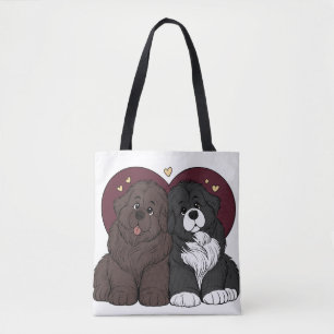 Knuddelnde Neufundländer-Welpen Tasche