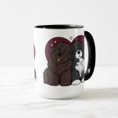 Knuddelnde Neufundländer-Welpen Tasse (VorderseiteRechts)