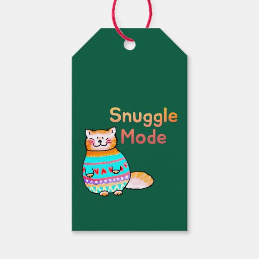 Knuddige rote Katze Kuschelmodus Geschenkanhänger (Vorderseite)