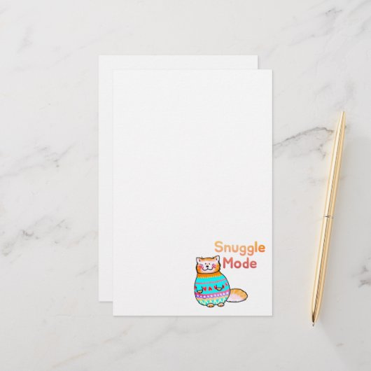 Knuddiger roter Kater Kuschelmodus Briefpapier (Vorderseite/Rückseite Beispiel)