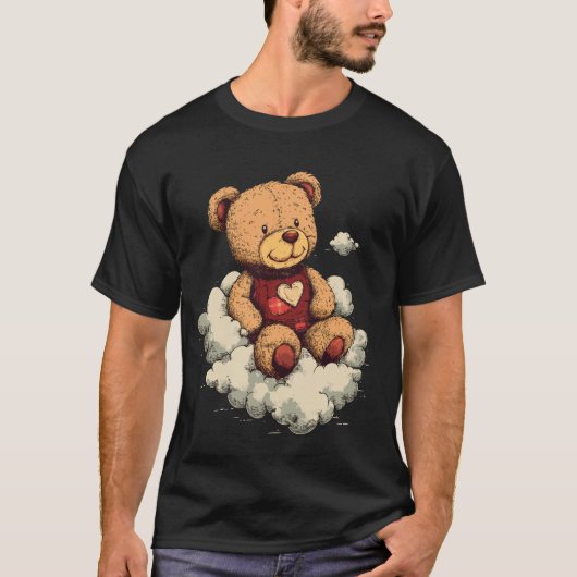 Knuddiger Teddy auf Wolken T-Shirt (Vorderseite)