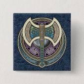 Knüpfarbeit Labrys quadratischer Knopf Button (Vorderseite)