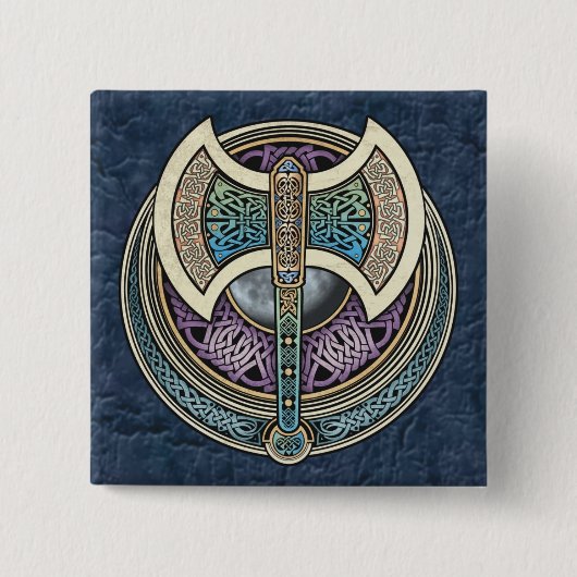 Knüpfarbeit Labrys quadratischer Knopf Button (Vorderseite)