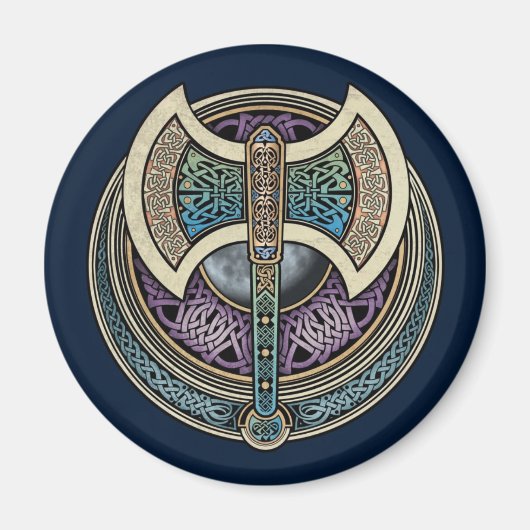 Knüpfarbeit Labrys Round Magnet (Vorne)