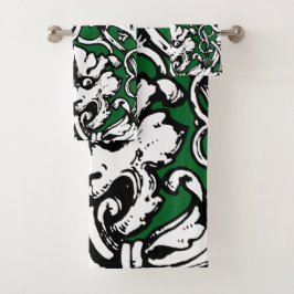 Knüpfarbeit Lion aus dem frühen 20. Jahrhundert Badhandtuch Set