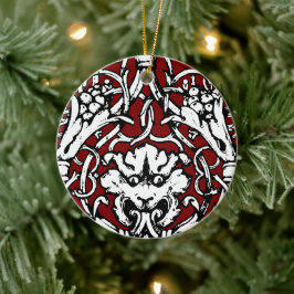 Knüpfarbeit Lion aus dem frühen 20. Jahrhundert Keramik Ornament