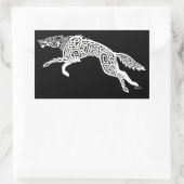 Knüpfarbeit Wolf, Weiß auf Schwarz Rechteckiger Aufkleber (Tasche)