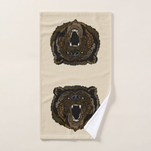 Knurrender Grizzlybär Badhandtuch Set (Handtuch)