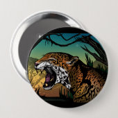 Knurrender Jaguar-Dschungel-Ästhetik – Wilde Tierw Button (Vorne & Hinten)