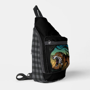 Knurrender Jaguar-Dschungel – Wilde Katze Türkis G Crossbody Bag