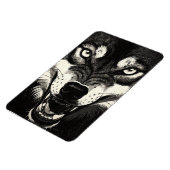 Knurrender Wolf 50er Schwarz-Weiß-Grafikstil Magnet (Linke Seite)