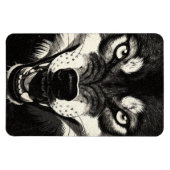 Knurrender Wolf 50er Schwarz-Weiß-Grafikstil Magnet (Horizontal)