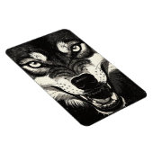 Knurrender Wolf 50er Schwarz-Weiß-Grafikstil Magnet (Rechte Seite)
