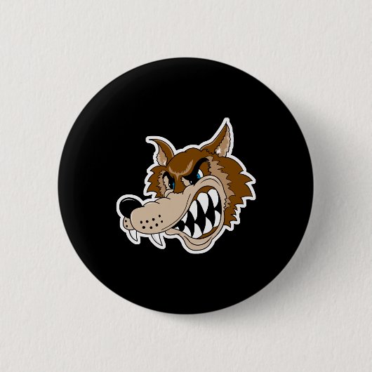 knurrendes braunes Wolfsgesicht Button (Vorderseite)