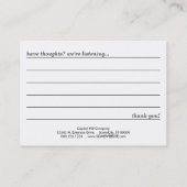 knusperige Beschaffenheit der Kommentarkarte Visitenkarte (Rückseite)