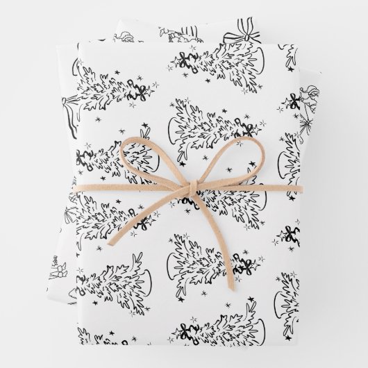 knusprige, schwarz-weiße, trendige Handschrift Geschenkpapier Set (Beispiel)