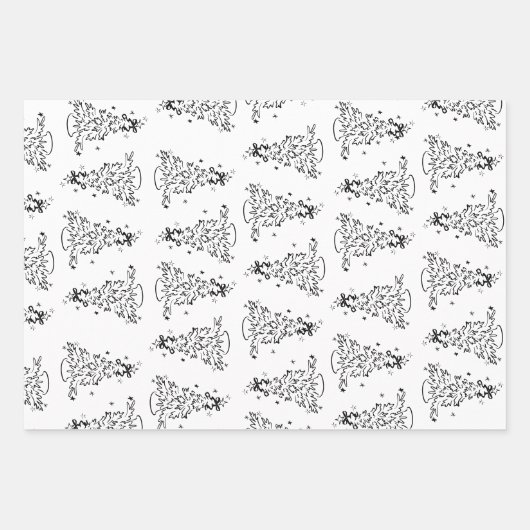 knusprige, schwarz-weiße, trendige Handschrift Geschenkpapier Set (Vorderseite)