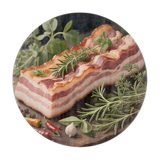 Knuspriger Bacon-Block Kräuter Schneidebrett (Vorderseite)