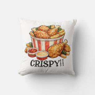 Knuspriger-Frittierter-Hähnchen-Eimer-Wasserfarben Kissen