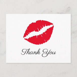 Knutschfleck mit rotem Lippenstift Elegant Danke Postkarte