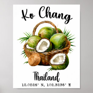 Ko Chang Kokosnuss Thailand Tropische Insel Gps Ur Poster