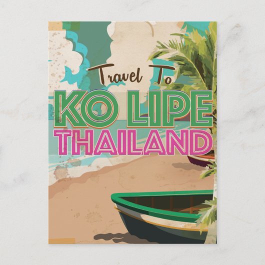 Ko Lipe Thailand Vintages Urlaubspaket Postkarte (Vorderseite)