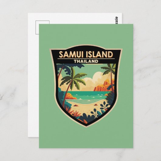Ko Samui Island Thailand Reisen Art Abzeichen Postkarte (Vorne/Hinten)