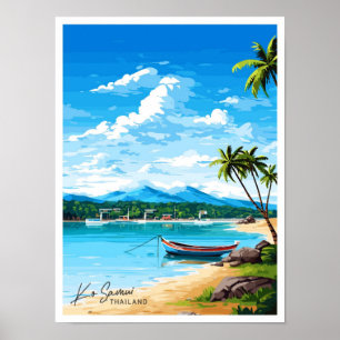 Ko Samui Thailand Reise Vintage Illustration Poster