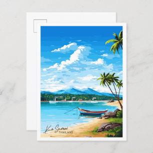 Ko Samui Thailand Reise Vintage Illustration Postkarte