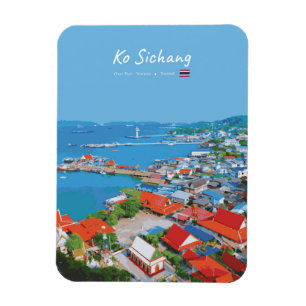 Ko Sichang, Thailand - Lebendige Hafenansicht abge Magnet