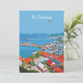 Ko Sichang, Thailand - Lebendige Hafenansicht Einladung (Stehend Vorderseite)