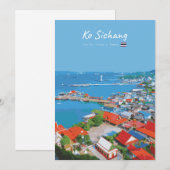 Ko Sichang, Thailand - Lebendige Hafenansicht Einladung (Vorne/Hinten)