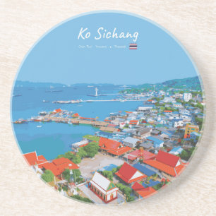 Ko Sichang, Thailand - Lebendige Hafenansicht Getränkeuntersetzer
