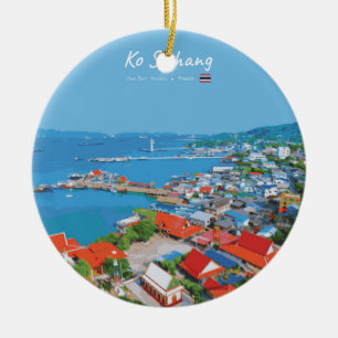 Ko Sichang, Thailand - Lebendige Hafenansicht Keramik Ornament