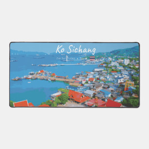 Ko Sichang, Thailand - Lebendige Hafenansicht Schreibtischunterlage