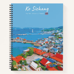 Ko Sichang, Thailand - Lebendige Hafenansicht Spir Notizblock