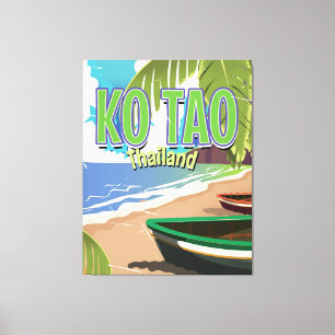 Ko Tao thailand vintage travel poster Leinwanddruck