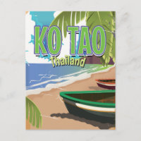 Ko Tao thailand vintage travel poster